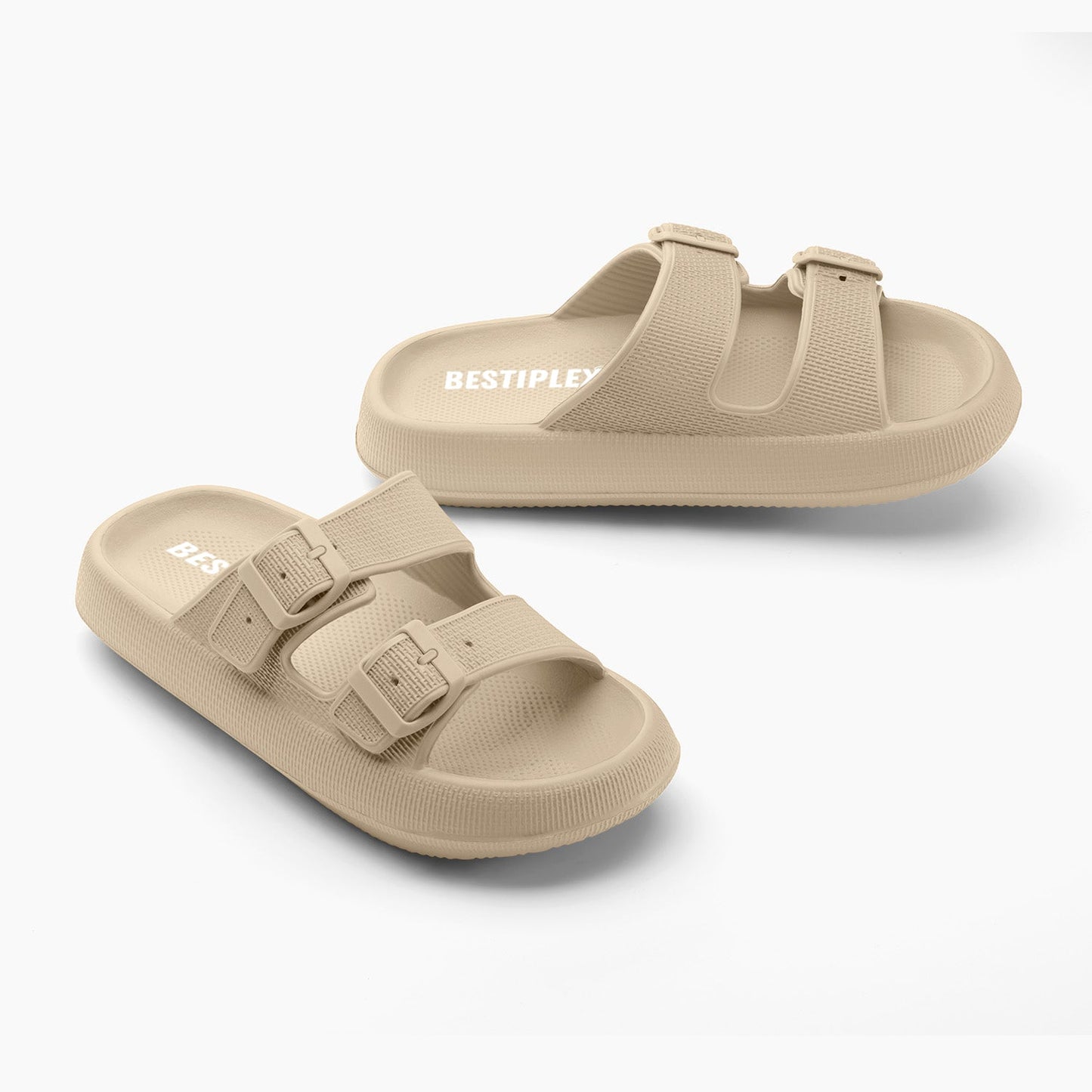 2x1 SANDALIAS – BEIGE CON DOBLE HEBILLA, CONFORT PREMIUM