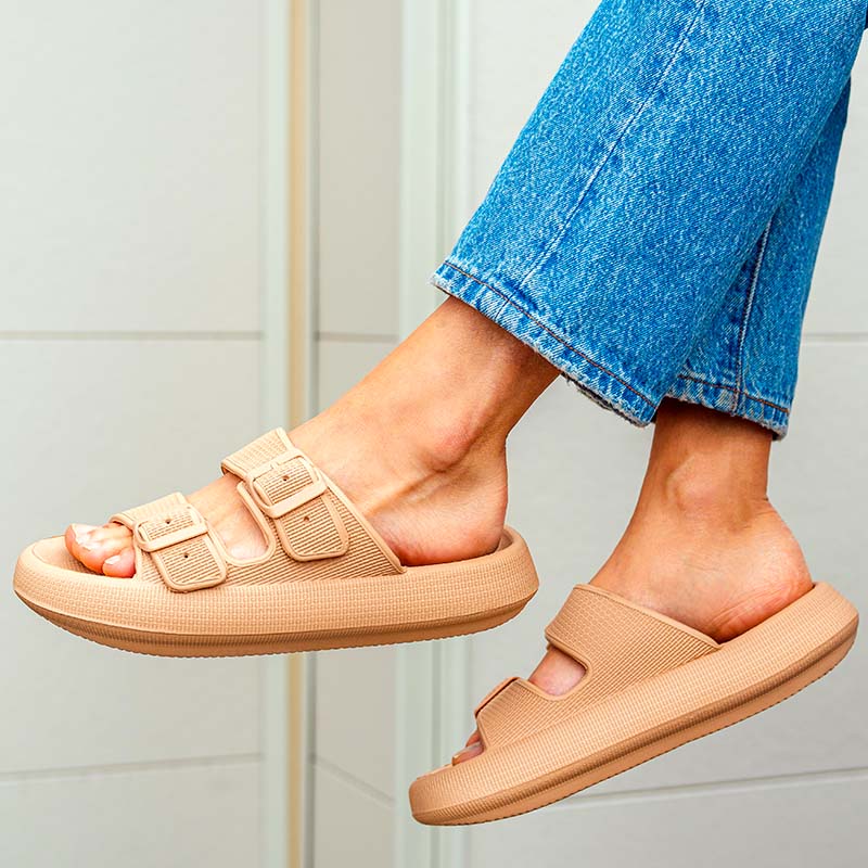 2x1 SANDALIAS – BEIGE CON DOBLE HEBILLA, CONFORT PREMIUM