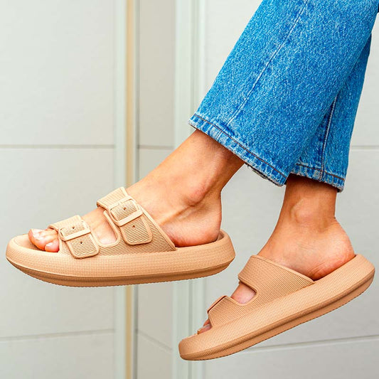 2x1 SANDALIAS – BEIGE CON DOBLE HEBILLA, CONFORT PREMIUM